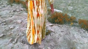 Young Indian Bride And Husband Film Themselves Outdoors And At Home