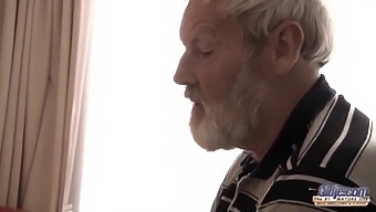 European Teen Gives A Blowjob To An Elderly Man With A Big Cock