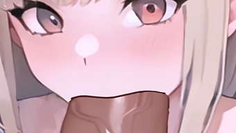 Blonde-Haired Anime Girl Performs An Amazing Oral Sex In A Loop From First-Person Perspective