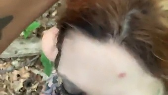 숲속에서 그녀가 흑인의 성기를 애원하며 걸렸다